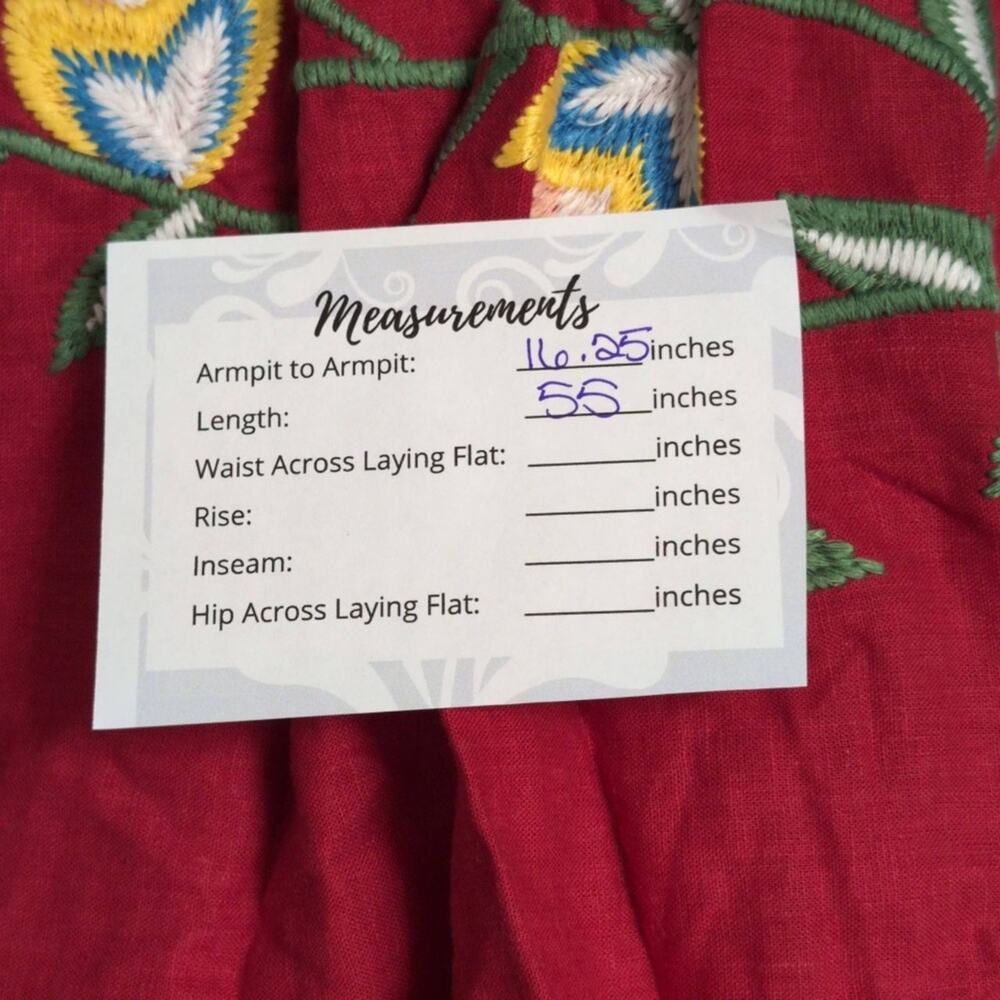 NWT Farm Rio Anthropologie Red Floral Embroidered Square Neck Boho Maxi Dress M - Picture 10 of 15